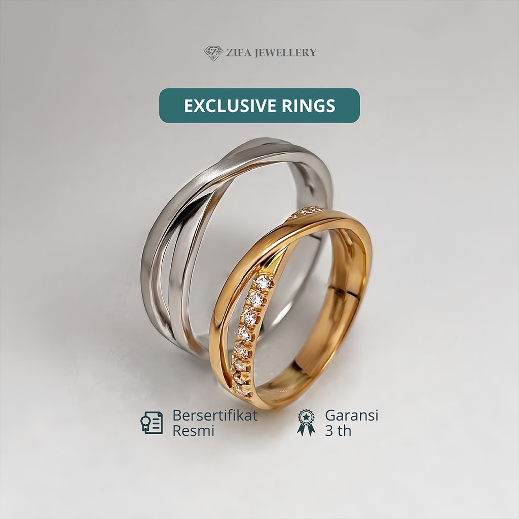 Wedding Ring Cincin Kawin Couple Nikah Emas Putih Asli Elegan Bersertifikat Terbaru Murah