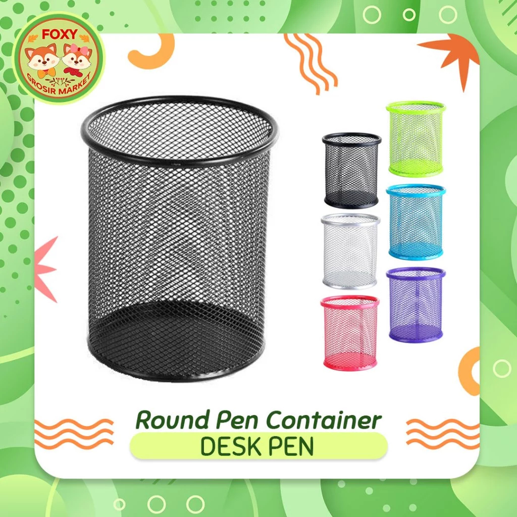 (LIVE) ROUND PEN Container / Desk Pen / Tempat Pensil Tabung PS-02 BL / Rak pensil bulat