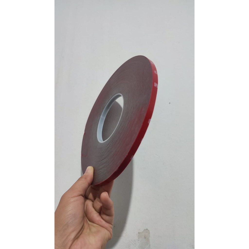 Double tape Kecil 3M ukuran 8mm x 30m Warna Merah Perekat Double Tape