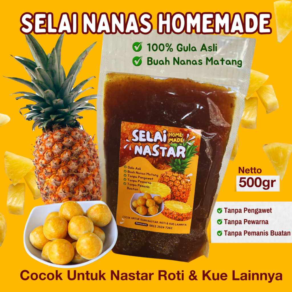 

Selai Nastar Premium Selai Nanas Homemade - 100% Buah Nanas Matang 100% GULA ASLI