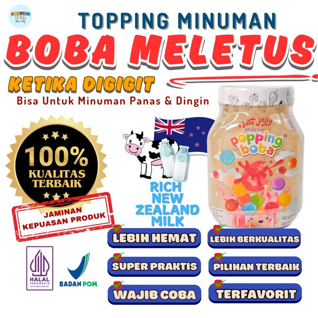 

Boba Meletus Dimulut Topping Minuman Instan - Popping Boba Pecah Dimulut Rasa Susu 500 Gram | Cocok Untuk Semua Minuman | Popping Boba Nata Jelly