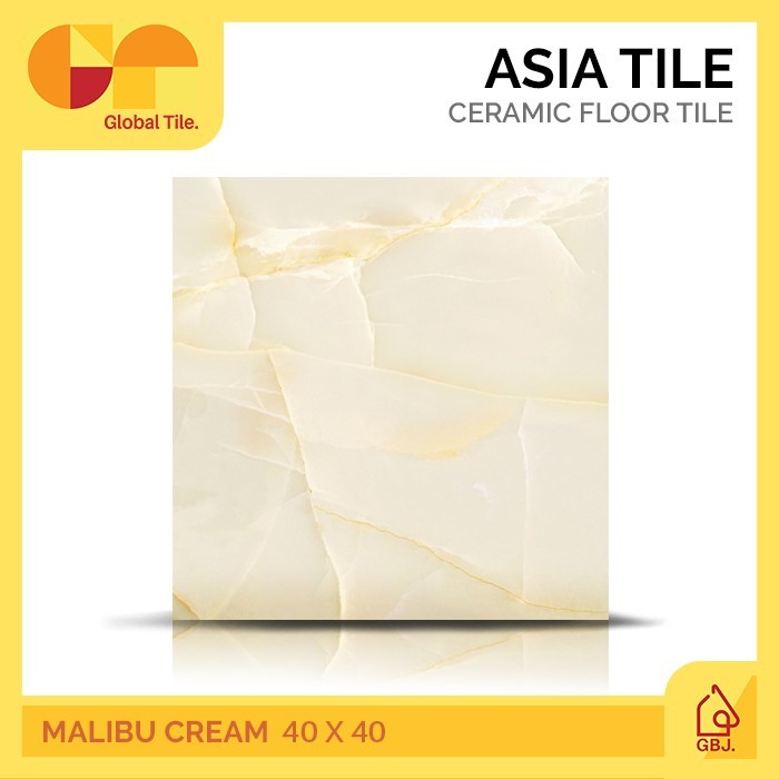 KERAMIK ASIA TILE 40 X 40 MALIBU CREAM / KERAMIK LANTAI MOTIF MARMER GLOSSY