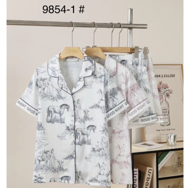 Diane Sally Piyama Baju Tidur Wanita Dewasa Bahan Silk Satin Sutra Premium Import / Piyama Set Baju 