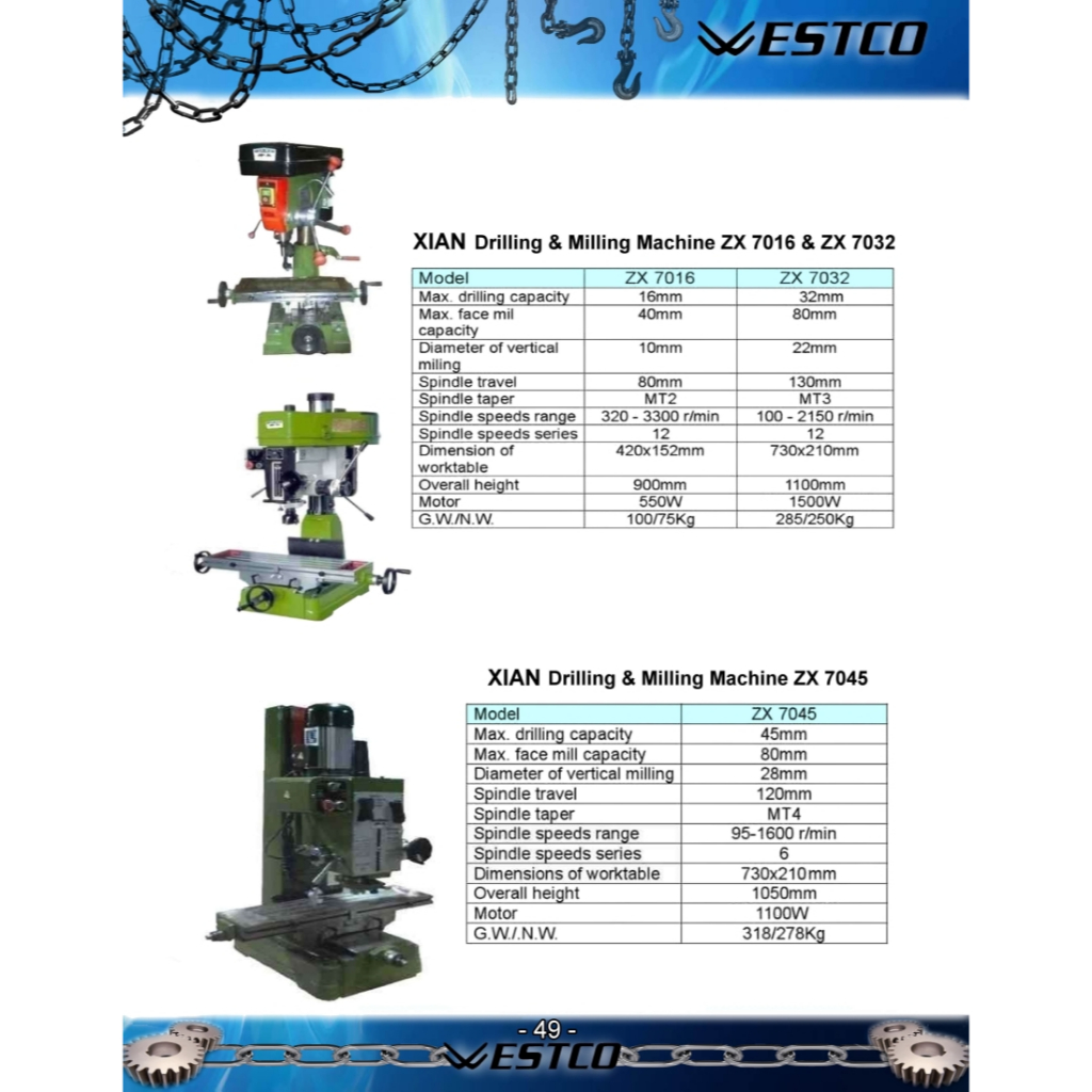 WESTCO ZX7032 Mesin Bor Freeze Drilling & Milling