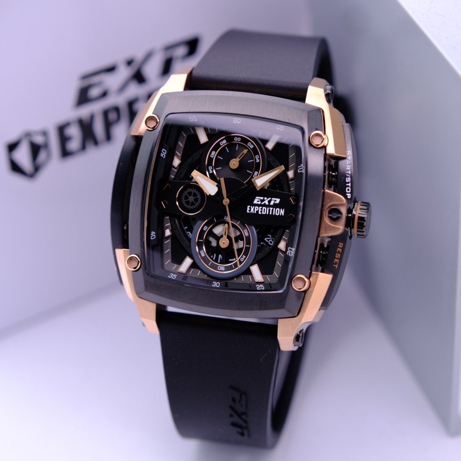 ORIGINAL Jam Tangan Pria Expedition E 3008 / E3008 Garansi 1 Tahun - Rubber & Kulit