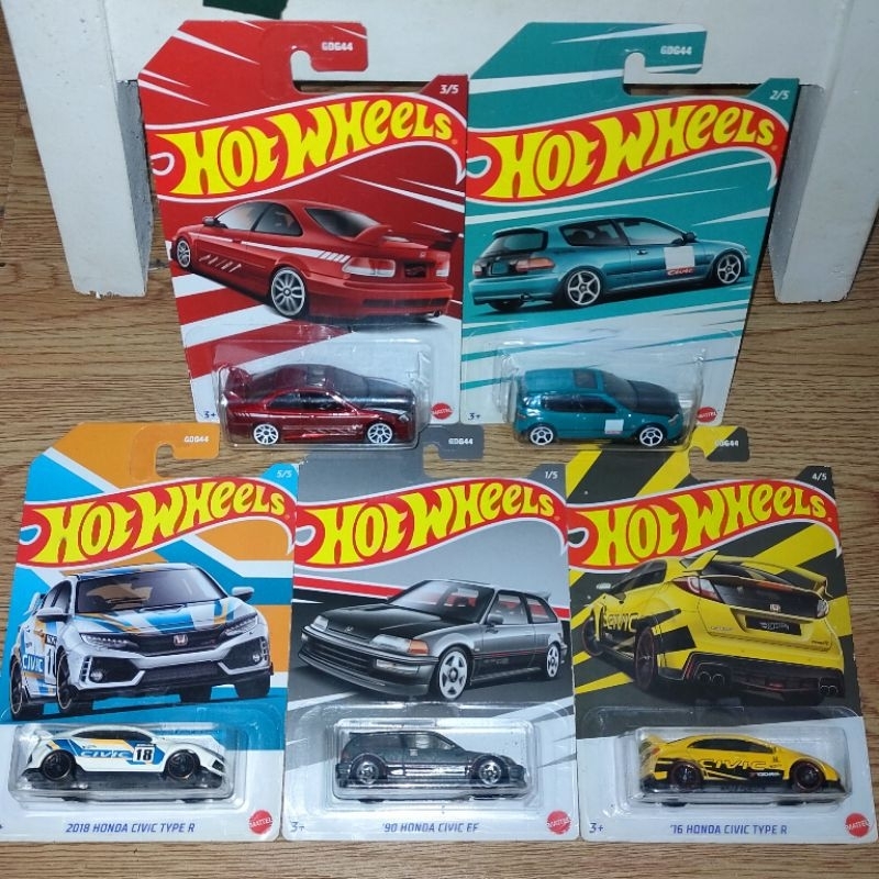 Set Hot Wheels Civic Anniversary EG SI Type R EF Not Mint Soft Corner Crack