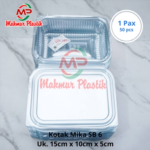 (Per 50Pcs) Kotak Makanan Mika SB6 MM6 / Kotak Kue Mika / Kotak Mika / Box Mika / Kotak SB 6 MM 6