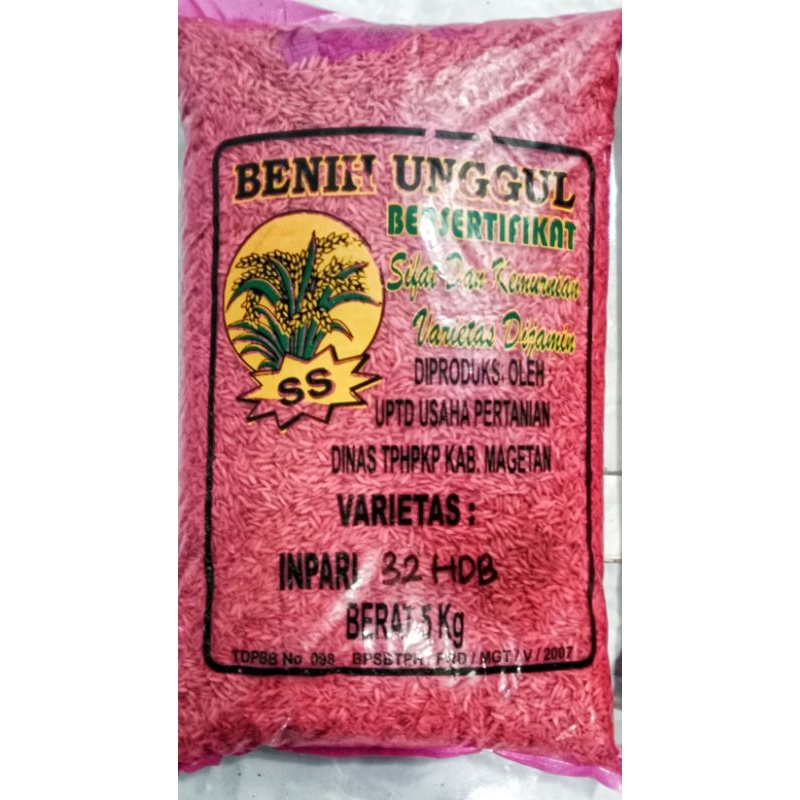 Benih padi varietas 32 sertifikat label biru asli