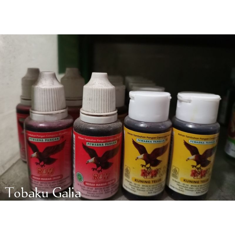 

Pewarna Pangan Cair "R&W" Kuning telur dan merah mawar (rose) 30ml