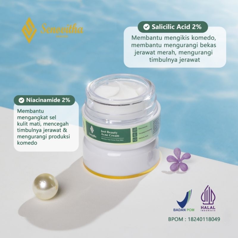 ACNE GLOW cream malam MANDHAVITA / SENOVITHA Skincare Penghilang jerawat dan flek kulit putih berser
