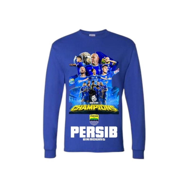 KAOS PERSIB BACK 2 BACK DEWASA PRIA WANITA LENGAN PANJANG BIRU