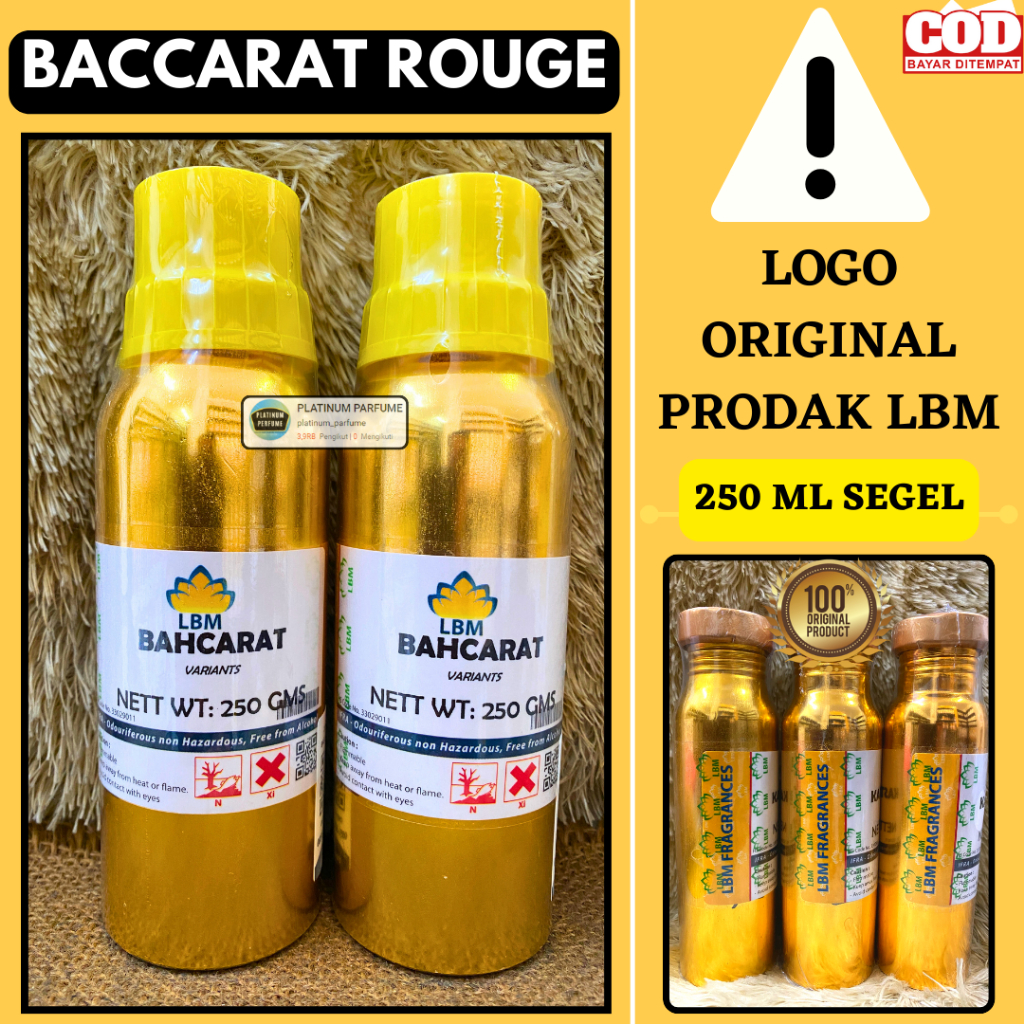Bibit Parfum BACCARAT ROUGE ( 250 ML SEGEL Alumunium ) LBM Fragrance - Biang Parfum Murni Tahan Lama