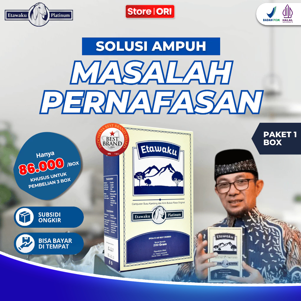 

Etawaku Platinum Original - Susu Etawa Bubuk Sembuhkan Masalah Pernafasan Sesak Nafas Asma Bronkhitis dan Paru Paru 1 Box Official Store