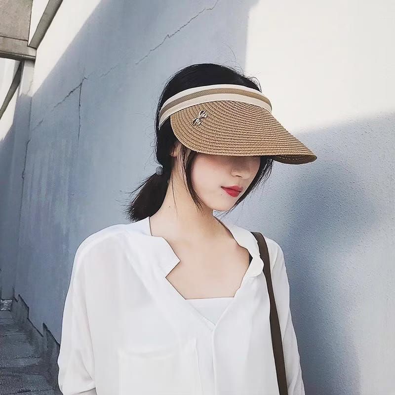 TOPI JOGING WANITA BAHAN JERAMI IMPORT ATAS BOLONG