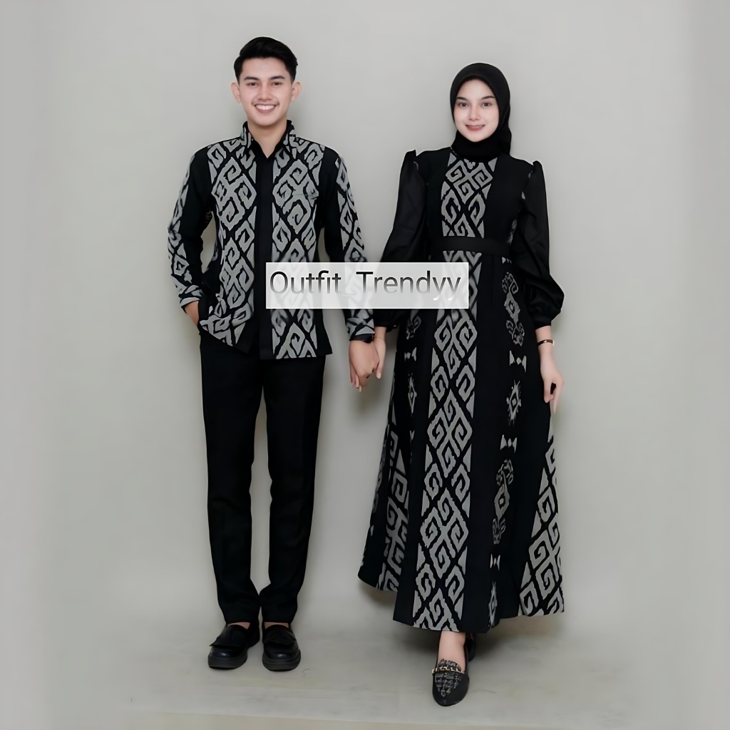 SET COUPLE TENUN TORAJA HITAM BAJU TENUN COUPLE GAMIS TORAJA HITAM SET WANITA TERBARU BAJU COUPLE PA
