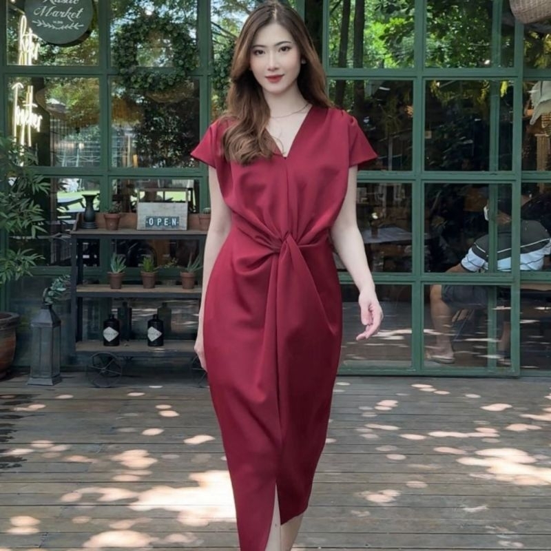 YUANITA Korean Kaftan Maxi Long Dress Pesta Kondangan Scuba Premium Mewah Elegan