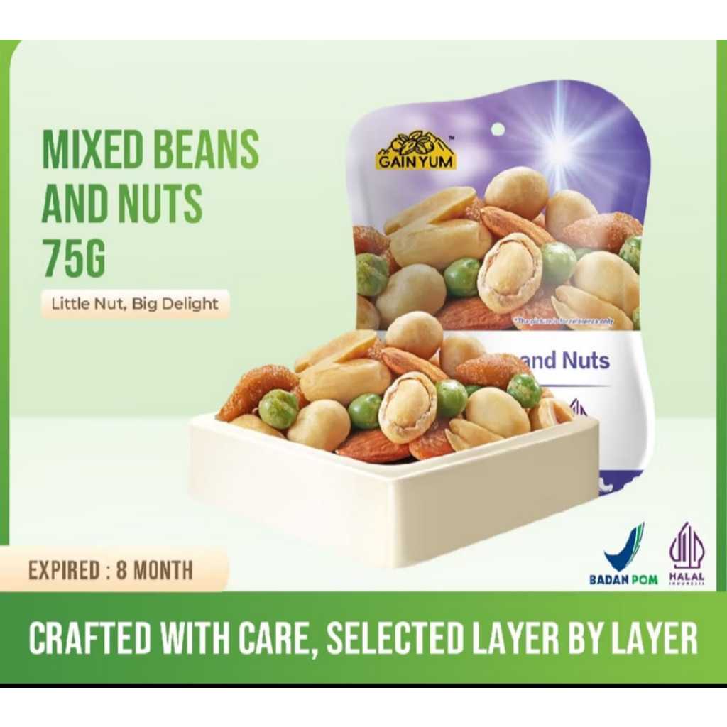 

Gain Yum - Kacang Campur Mixed Beans & Nuts / Dried Fruit 75 Gram
