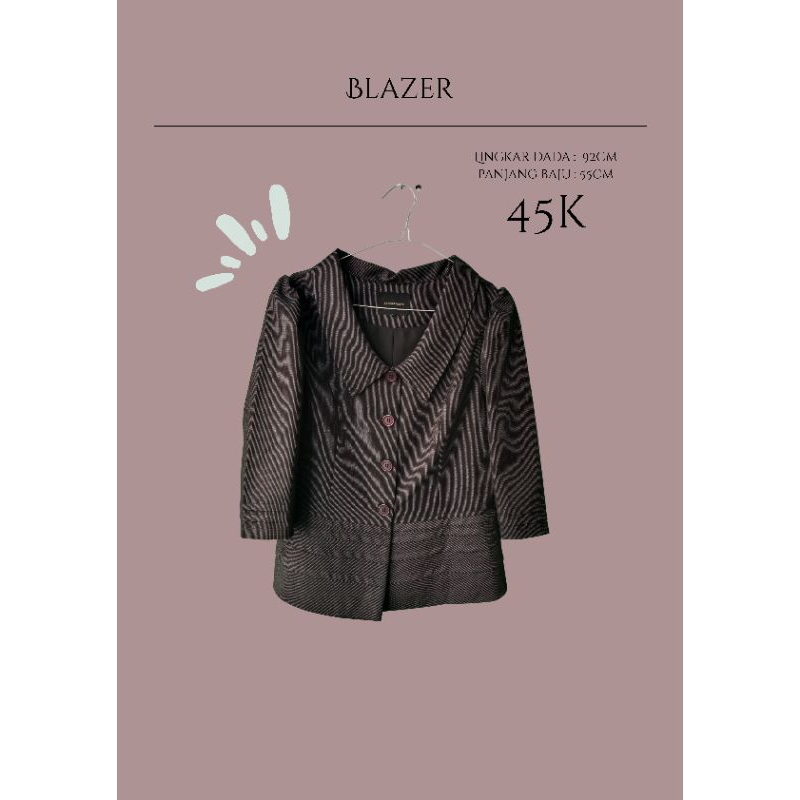Blazer Warna Hitam Motif Garis || Blazer Wanita || Kekinian || Blazer Formal Kerja