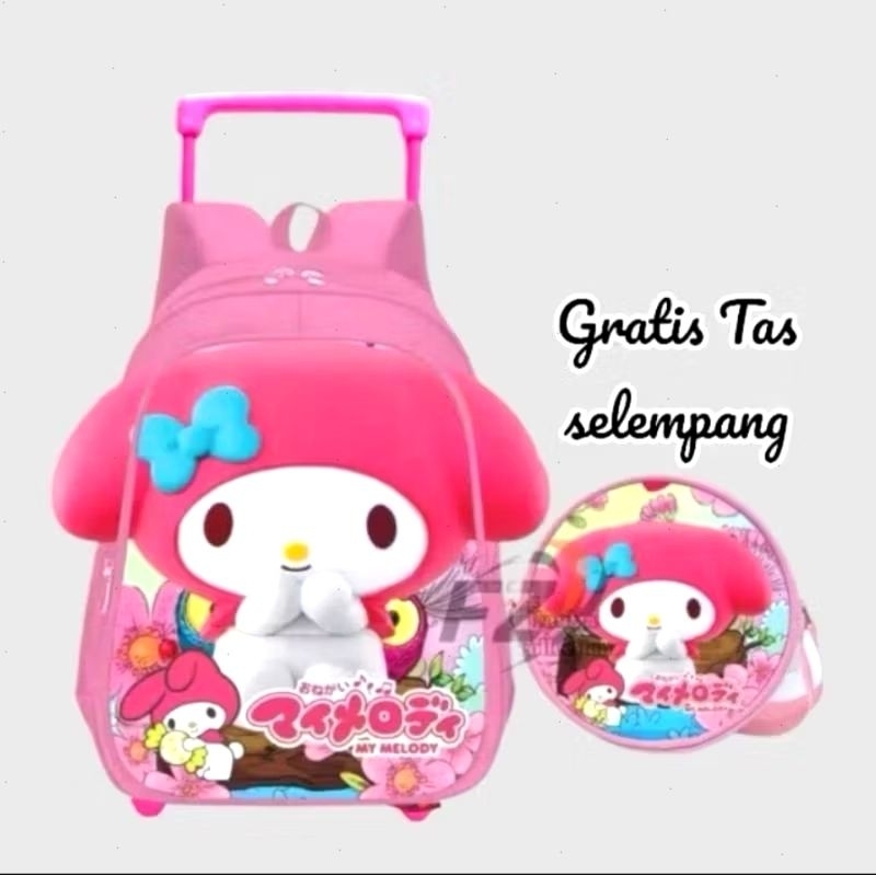 Tas Troli Anak Sekolah tk sd kuromi melodi dapat tas kecil