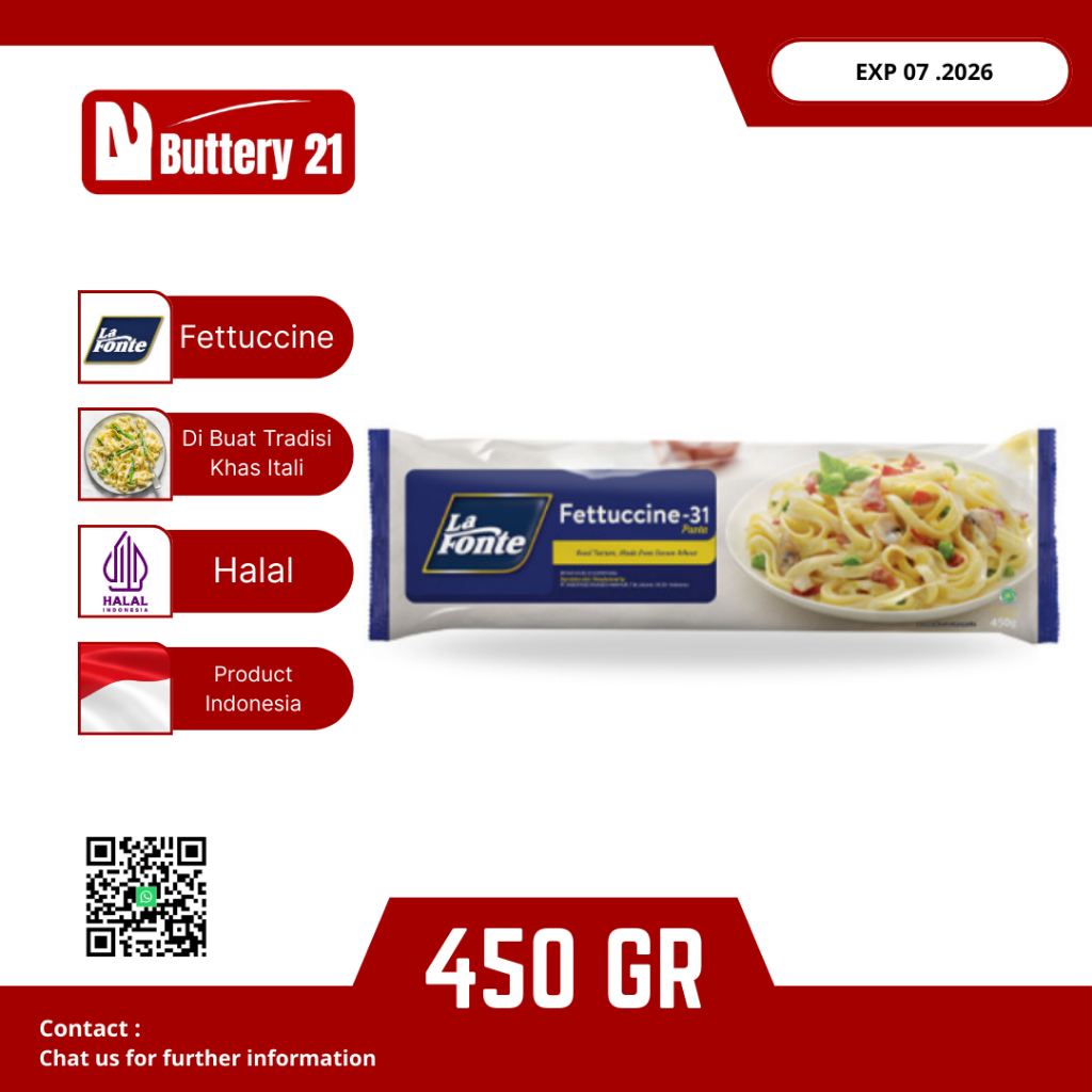 

LA FONTE FETTUCCINE 31 450 GR/FETTUCCINE-31 PASTA 450 GR/LAFONTE FETTUCCINE PASTA 450 GR
