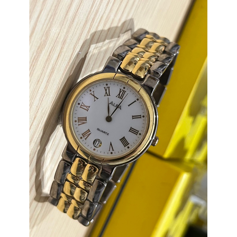 JAM TANGAN WANITA ALBA ANALOG STAINLESS STEEL SILVER   GOLD  DIAL ORIGINAL