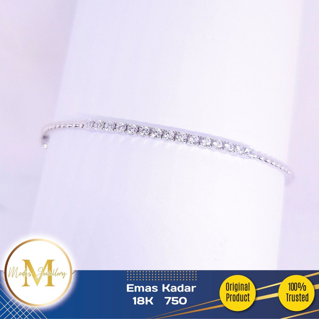 MODIS JEWELLERY - Gelang Bangle Boba Listring Putih - Emas 18k 755