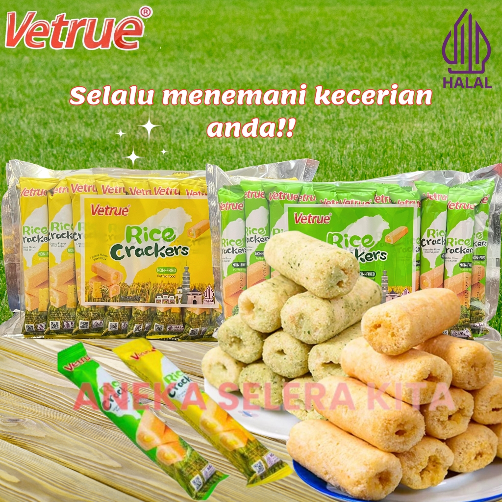 

Bella Belli Vetrue Taiwan Flavour Rice Crackers Bentuk Stick Rasa Cheese & Vegetable Halal 200Gr