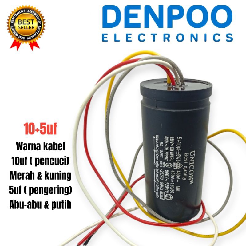 kapasitor mesin cuci denpoo DW-8907 mesin cuci denpoo 2 tabung