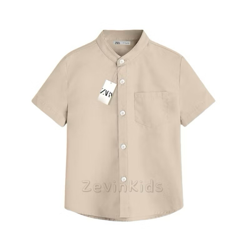 Kemeja Sanghai Anak Laki-laki Lengan Pendek Premium | Kemeja Polos Anak Kerah Sanghai Kemko