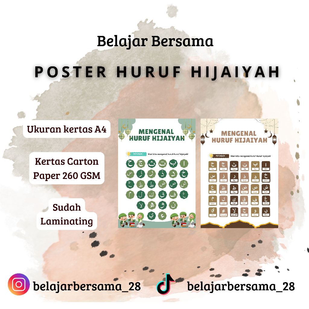 TERMURAH Poster Huruf Hijaiyah/Poster Edukasi Mengenal Huruf Hijaiyah