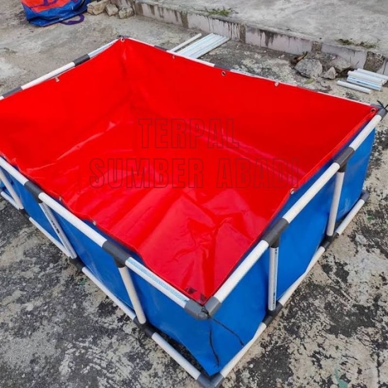 terpal kolam ikan 100x100x50 A12 korea bahan tebal murah terpal kolam kotak