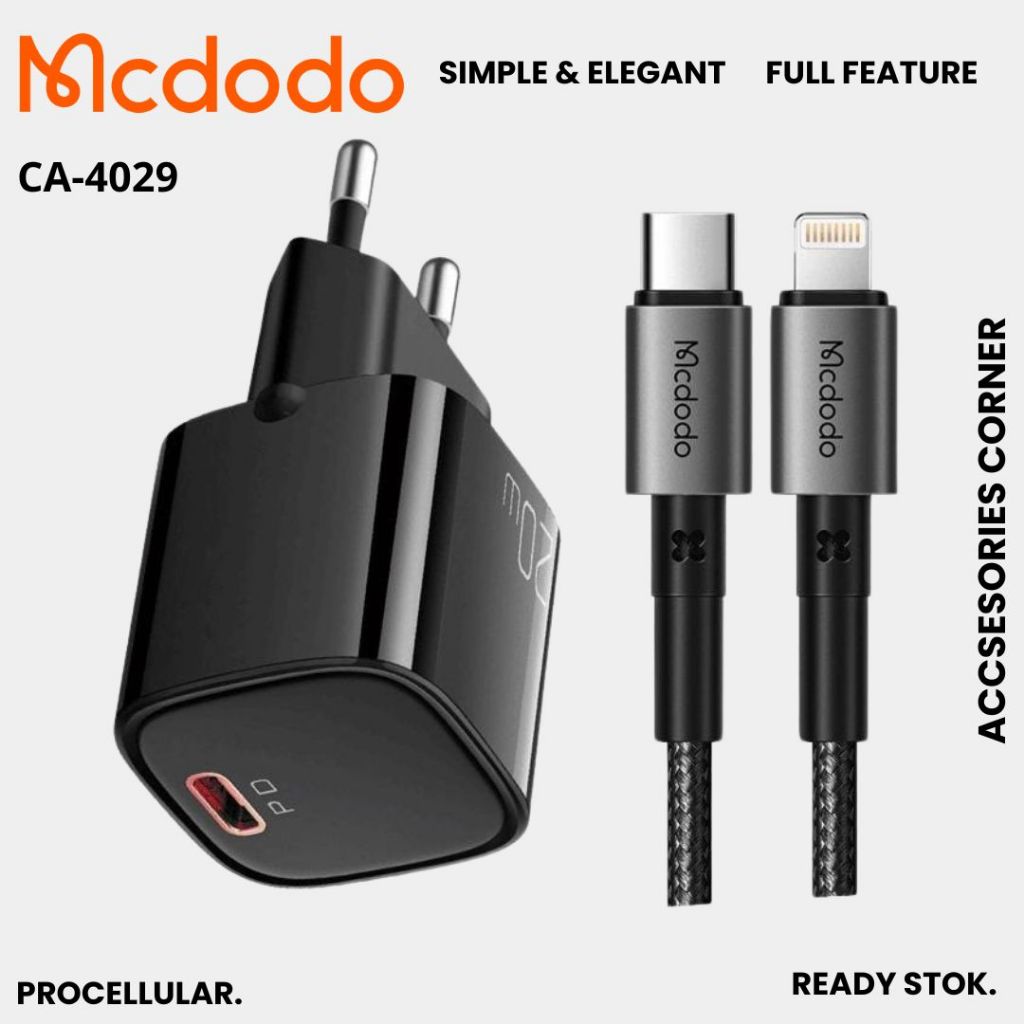Mcdodo Charger iPhone 20W PD USB C to Lightning Kabel Fast Charging CA-4029