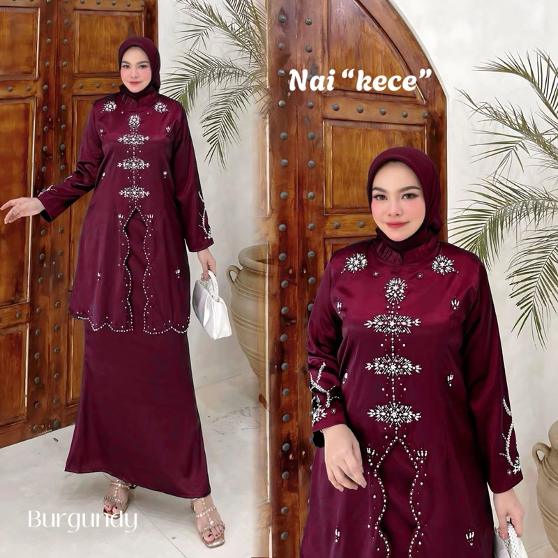 Setelan Kebaya Tunik Melayu Pesta Kondangan Nikahan Payetan Kekinian/Set Tunik Kurung Wisuda Payetan