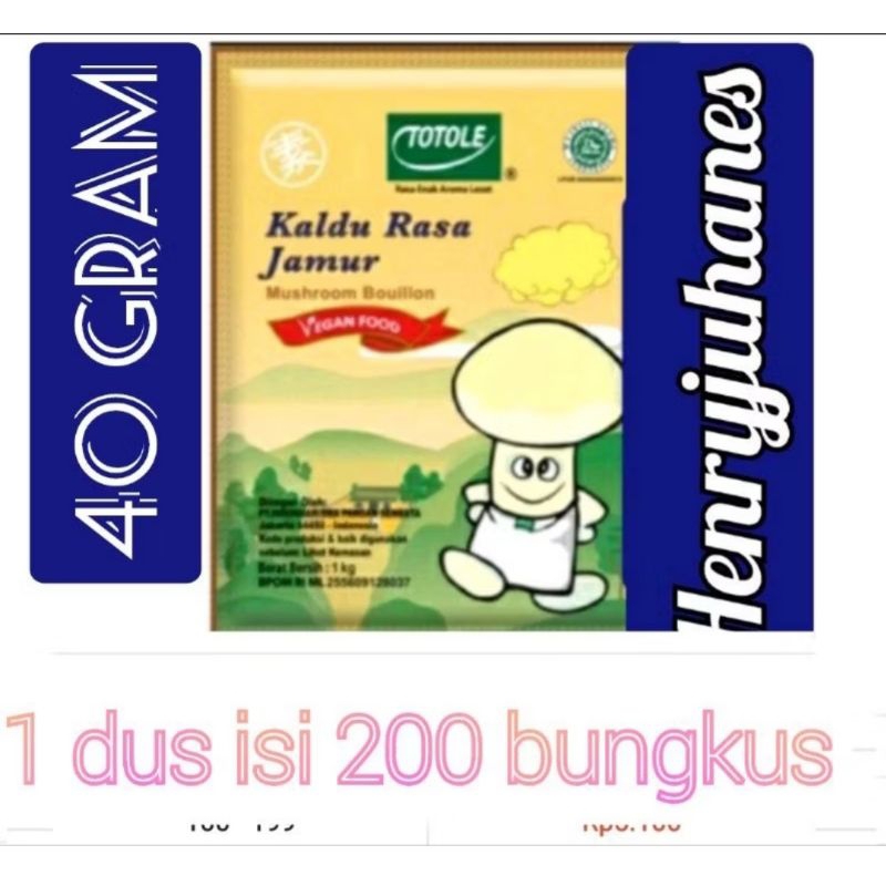 

1DUS 40 GRAM. Totole kaldu jamur vegan food label halal