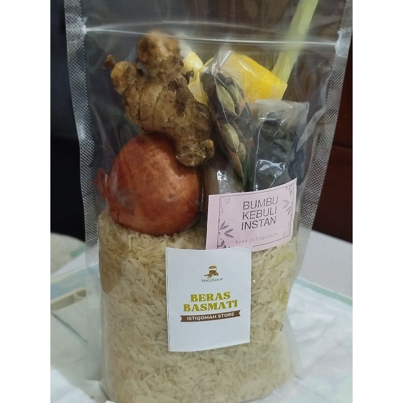 

paket komplit beras basmati 500gr+bumbu kebuli50 gr+samin dan kismis