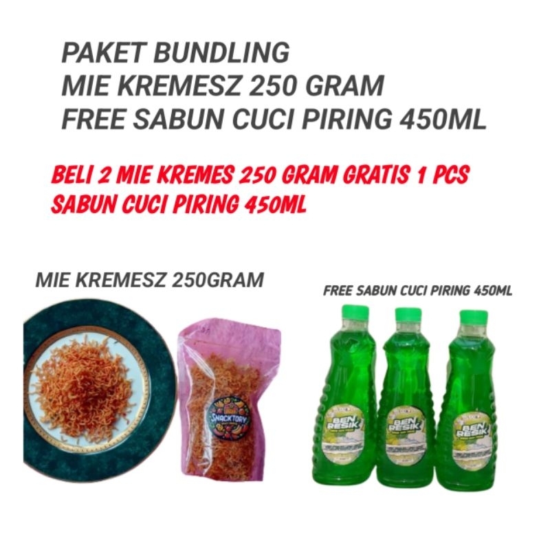 

Mie kremess all varian 250gram free sabun cuci piring
