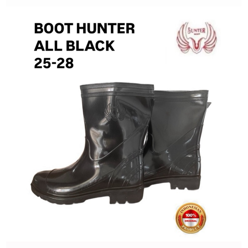 BOOTS HUNTER ALL BLACK PENDEK ORIGINAL TERMURAH