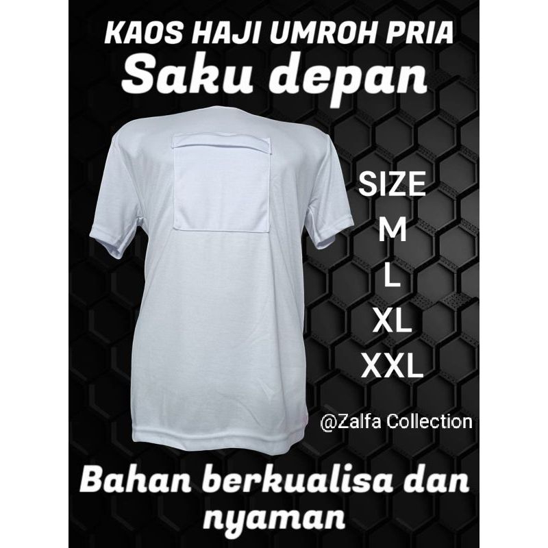 Kaos haji/umroh pria resleting depan