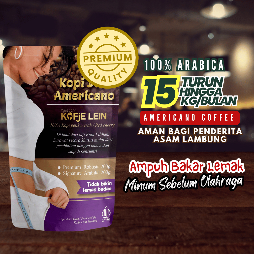 

Kopi Hitam Americano Coffee Arabica Diet Penurun Berat Badan Kofje Lein