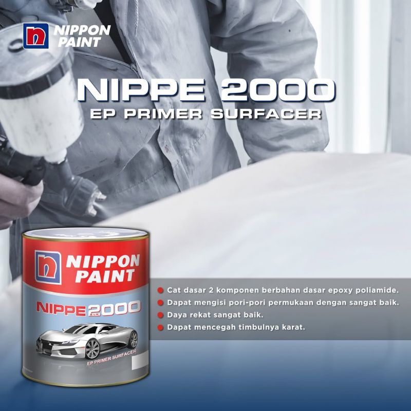 Poksi Nipe Cat Dasar Epoxy Primer Surfacer Hardener Nippe Nippon Paint Cat Besi Kayu Mobil Motor