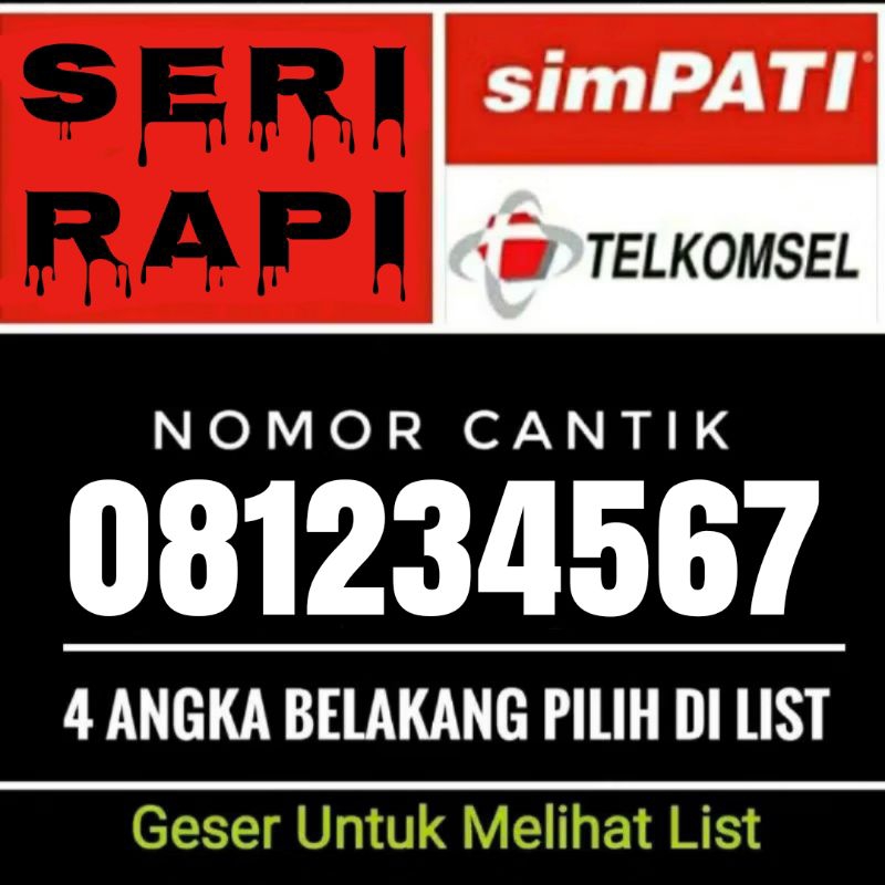 Nomor cantik Simpati 08123456 23345 12345