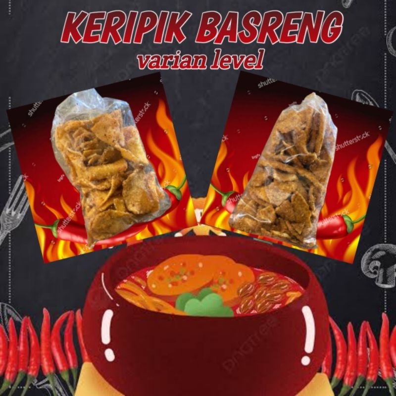 

Keripik Basreng varian rasa pedas