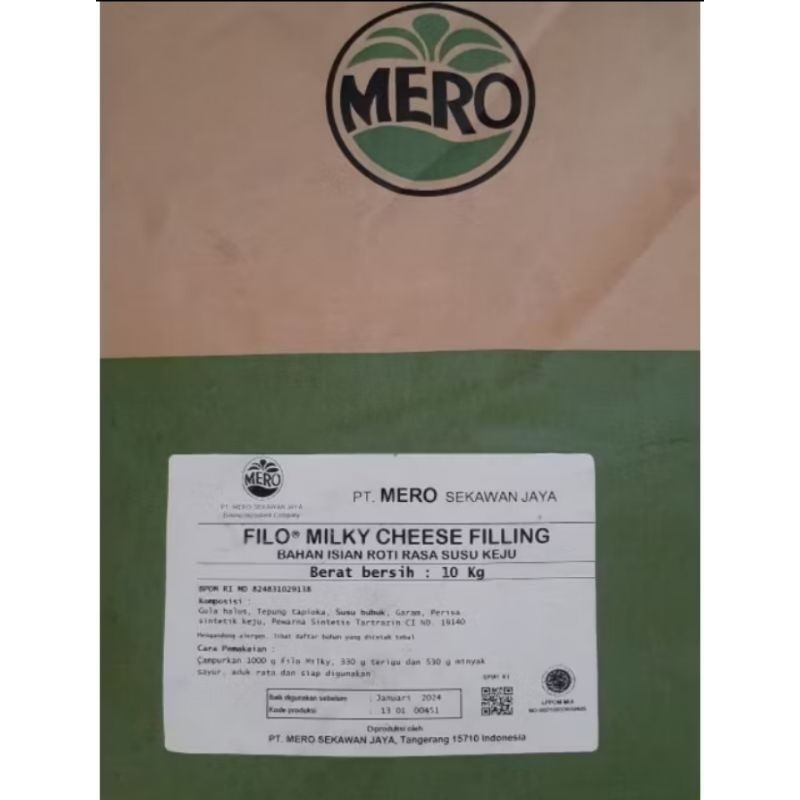 

Filo Milky Cheese Filling Pawder Sak 10 kg Isian Bubuk Keju
