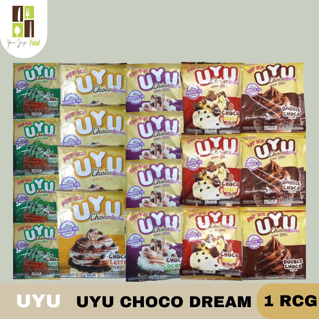 

Pop Ice Uyu Choco Dream 23g / 20 PCS / 1RCG / Malt / Mint / Double Choco / Coconut / Latte