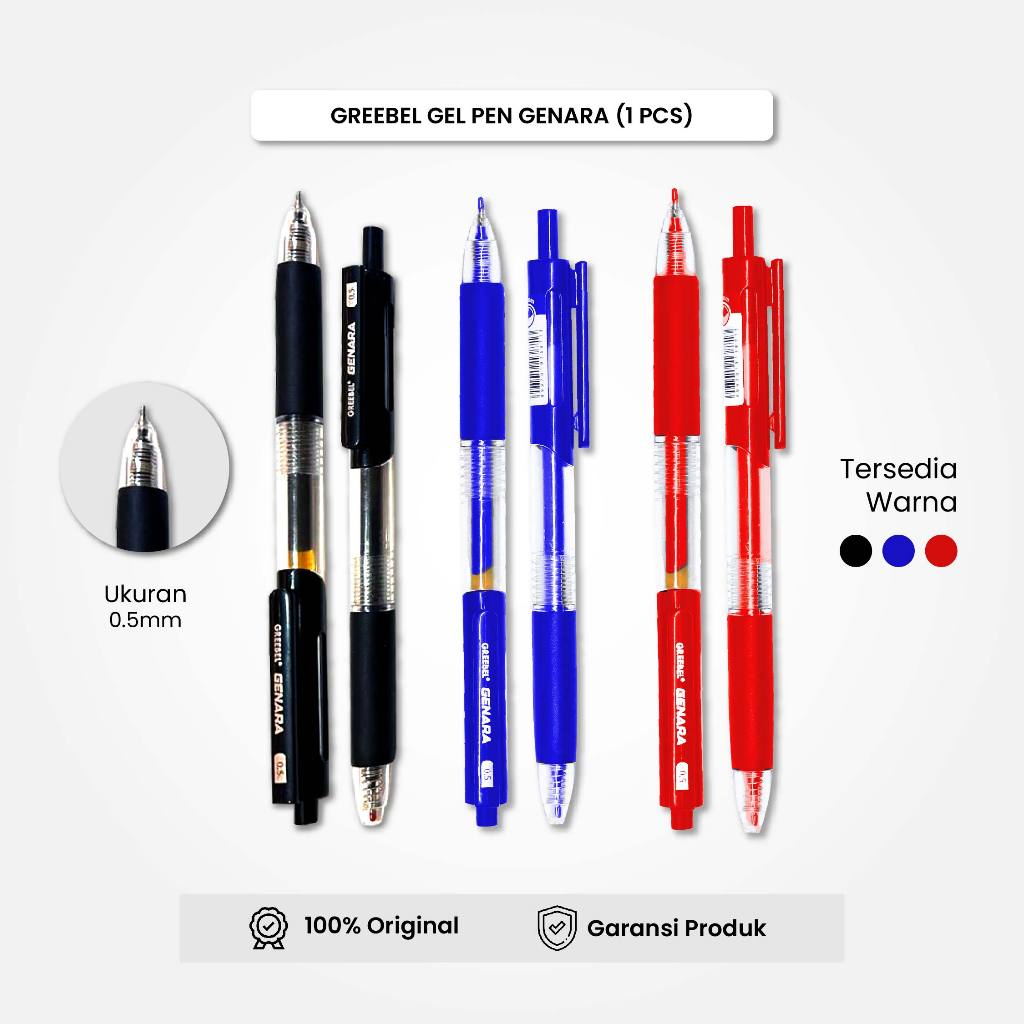 

Bolpen Pulpen Gel Greebel / Gel Pen Genara GP-508 Tinta Hitam,Biru,Merah (12PCS/SET) Ballpen Pena Pulpen Cetek