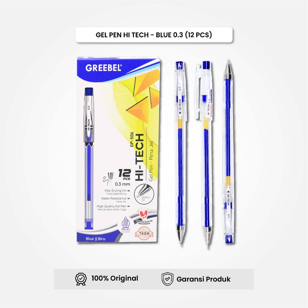 

Bolpen Pulpen Gel / GREEBEL Gel Pen GP-506 Hi-Tech 0.3 Tinta Biru (12PCS/SET) / Ballpen Pena Pulpen Cetek