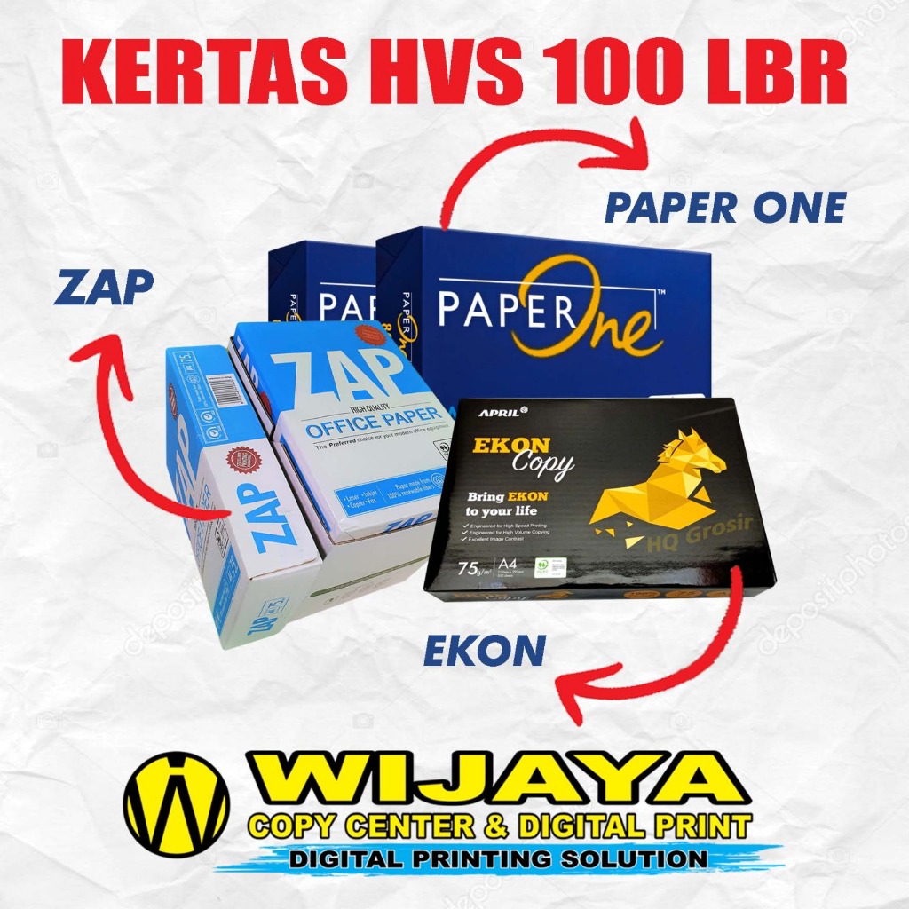 

KERTAS HVS 20 lbr - 100 lbr B5/A4/F4/A3