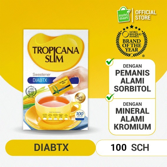 

Tropicana Slim Sweetener Diabtx 100 Sachet - Pemanis untuk Diabetesi