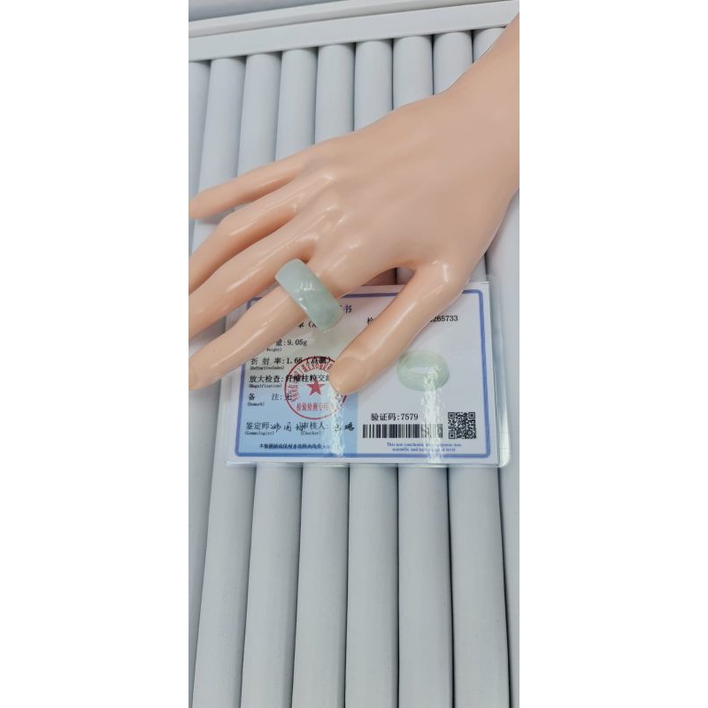 Giok Asli Grade A Bersertifikat cincin lebar size HK 22