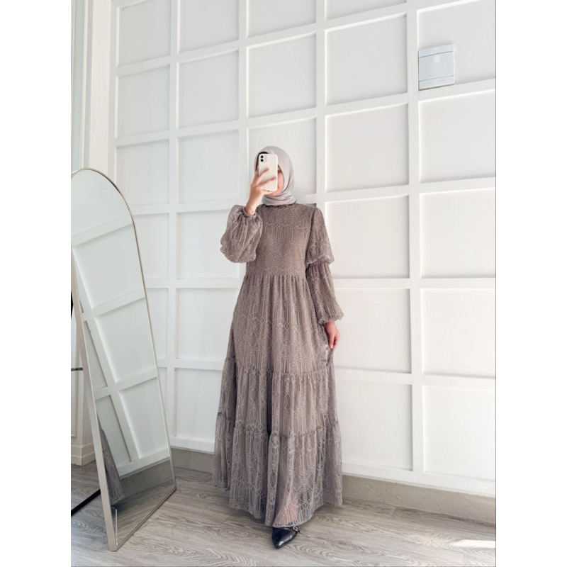 NAIRA BRUKAT DRESS MAXI DRESS POLOS GAMIS BRUKAT BISA COD BAYAR DITEMPAT